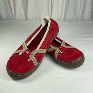 Terrasoles "Echo" Cross-Band Red Slip-On Shoes